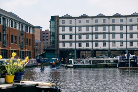 Paddle boarders at Victoria Quays, Sheffield please credit Marketing Sheffield