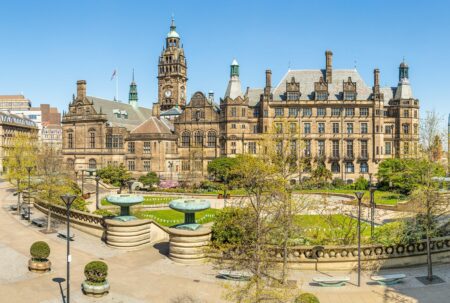 Peace Gardens and Sheffield Town Hall credit Marketing Sheffield